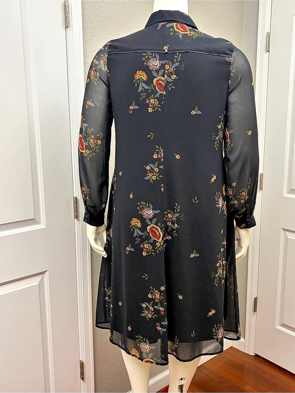 Marina Rinaldi Sport Floral Midi Dress in Black Size 14 - Picture 2 of 12